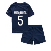 Fotbalové Dres Paris Saint-Germain Marquinhos #5 Dětské Domácí 2022-23 Krátký Rukáv (+ trenýrky)